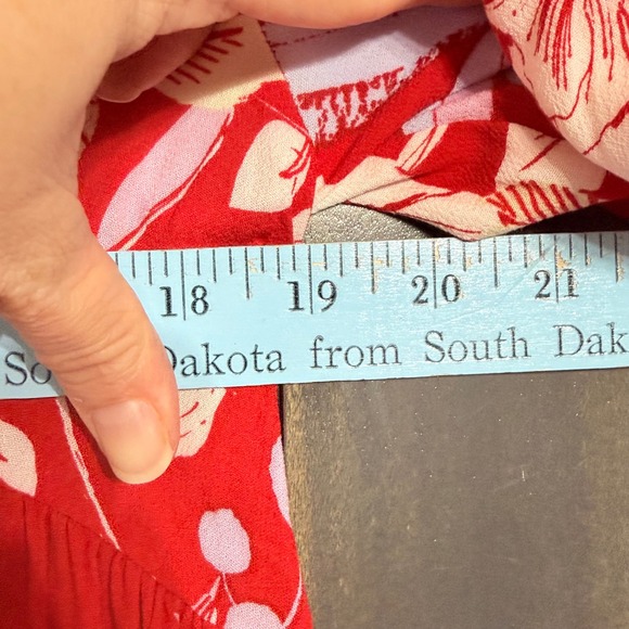 Free People Red Floral V Neck Long Sleeve Babydoll Tunic Top or Dress XS - Picture 3 of 7